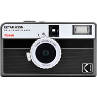 Kodak Ektar H35N half-frame film camera in black with a 22mm lens, built-in flash, and retro-inspired compact design.