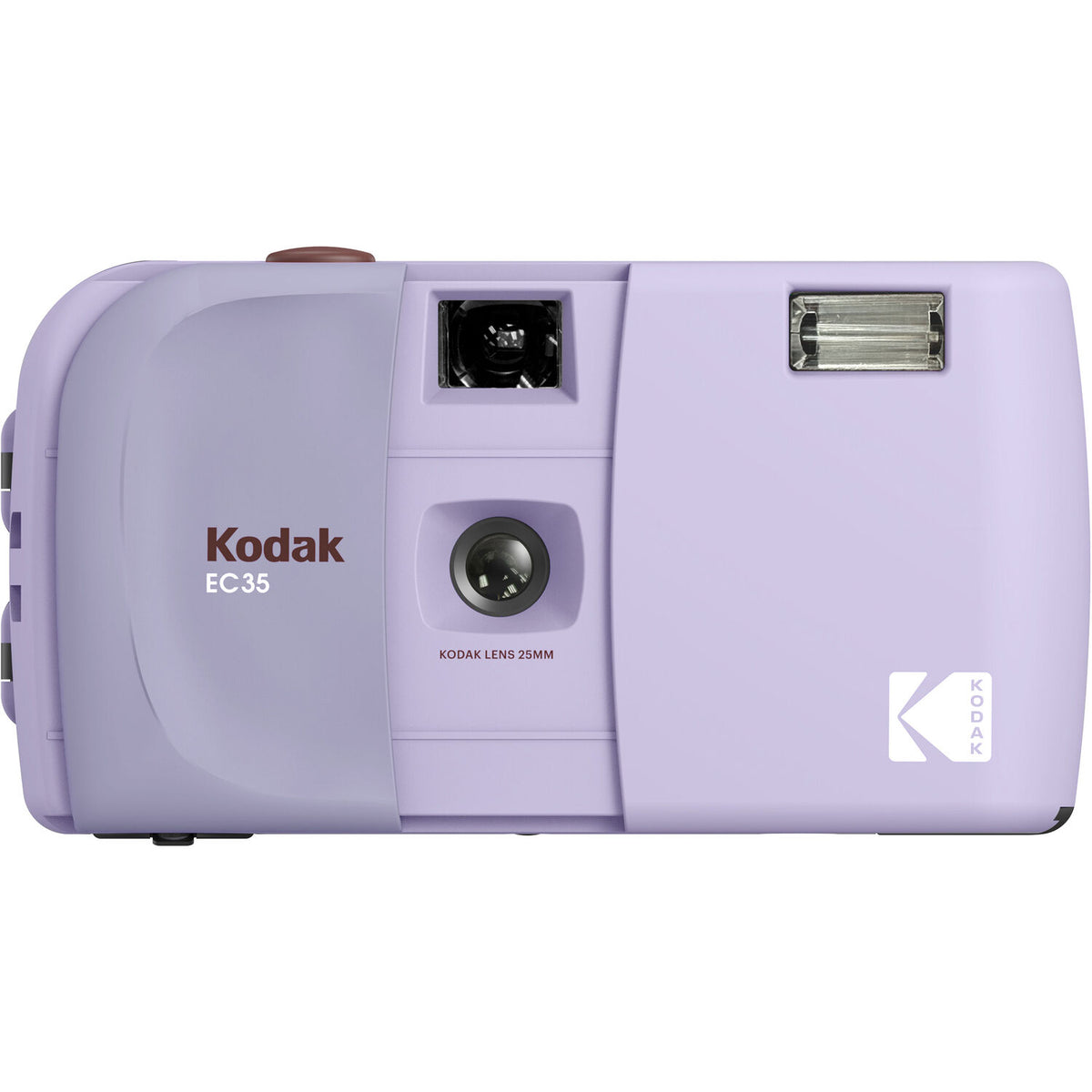 Kodak EC35 disposable camera body in light purple/lavender plastic, showing the front lens area, brand text, and Kodak logo on a plain white background.