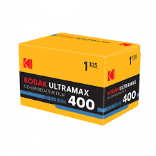Kodak Ultramax 400 film canister packaging on a white background