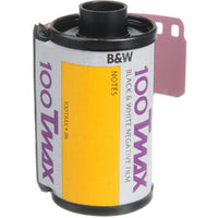 Roll of black and white negative film with 'B&W' branding on a white background