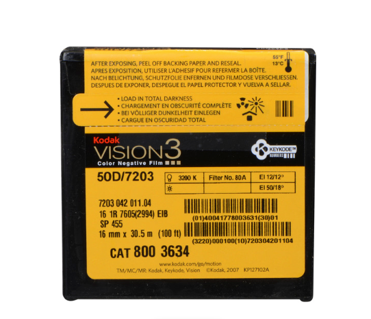 Kodak VISION3 50D 16mm Color Negative Film (100 ft., Single Perf #7203)