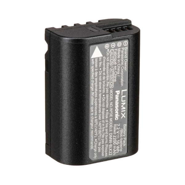 Black Panasonic battery pack on a white background