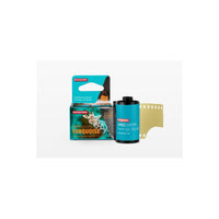 Lomography LomoChrome Turquoise 35mm color negative film roll and its branded cardboard packaging box.