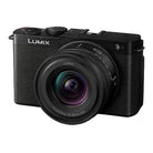 Black Panasonic Lumix camera on a white background