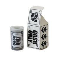 Film canister and black and white 35mm film box that says CASH ONLY on a white background