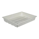 White plastic tray on a white background