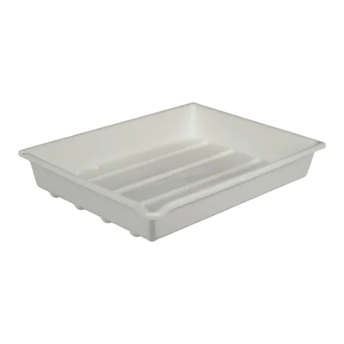 White plastic tray on a white background