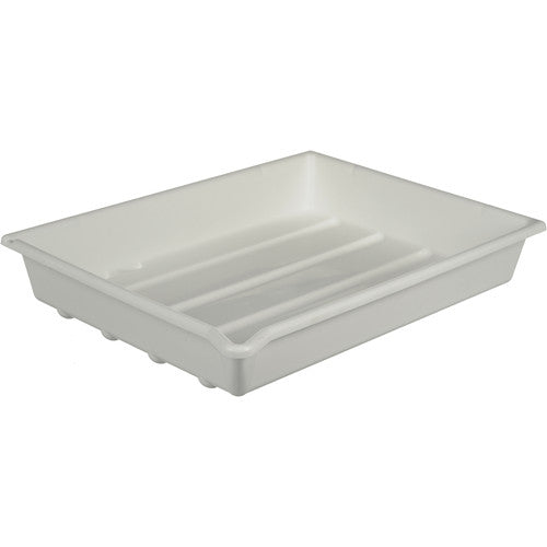 White plastic tray on a white background