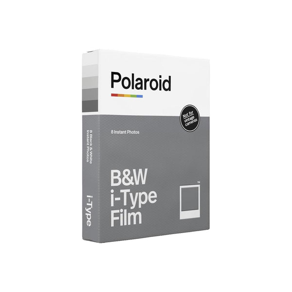 Polaroid B&W i-Type instant film box containing 8 monochrome exposures in a classic white frame design.