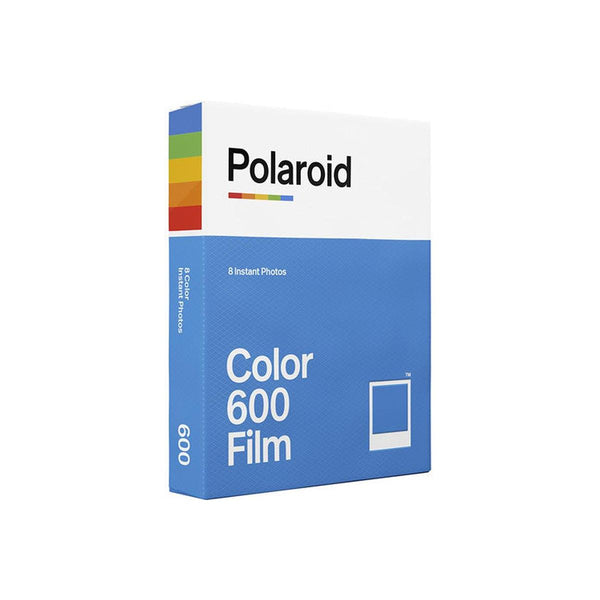 Polaroid Color 600 instant film box with blue and white branding, featuring 8 exposures for classic square photos.