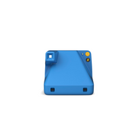 Blue Polaroid Now Gen 2 instant camera with a retro design, yellow power button, and digital film counter display.