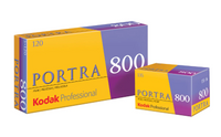 Two yellow and purple boxes that say Portra 800 on a white background