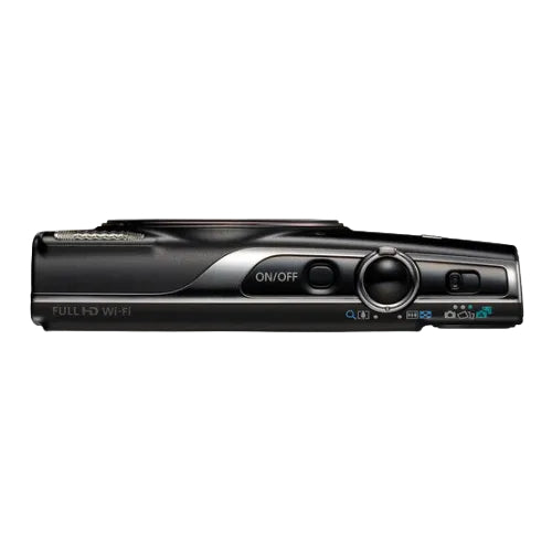 Black electronic device with buttons and indicators on a white background