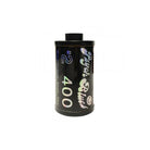 Psychedelic Blues #2 35mm film canister with holographic branding and 400 ISO label on a black background.