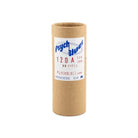 Psychedelic Blues 200 A 120 color film roll in a brown cardboard canister with blue and red branding text.
