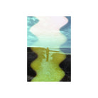35mm film shot of a coastal path featuring a vertical, multi-colored wave effect with yellow and pink light leaks.