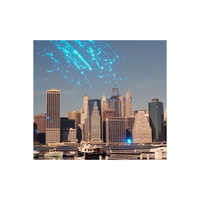 New York City skyline with blue stardust galaxy effect created by REVOLOG Kosmos 35mm film.