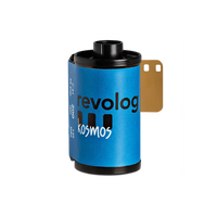 REVOLOG Kosmos 35mm color negative film roll with blue label, 200 ISO, and 36 exposures.