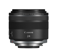 A Canon RF 24mm f/1.8 Macro IS STM lens with a black exterior.