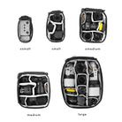 Set of camera bags in different sizes on a white background