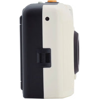 Black and white snapic camera on a white background