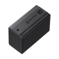Black rectangular Sony NP-SA100 InfoLITHIUM rechargeable battery with a matte finish and directional arrow indicator.