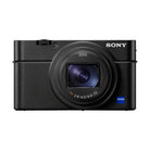 Compact black Sony RX100 VII digital camera featuring a ZEISS Vario-Sonnar T* lens and sleek metal body design.