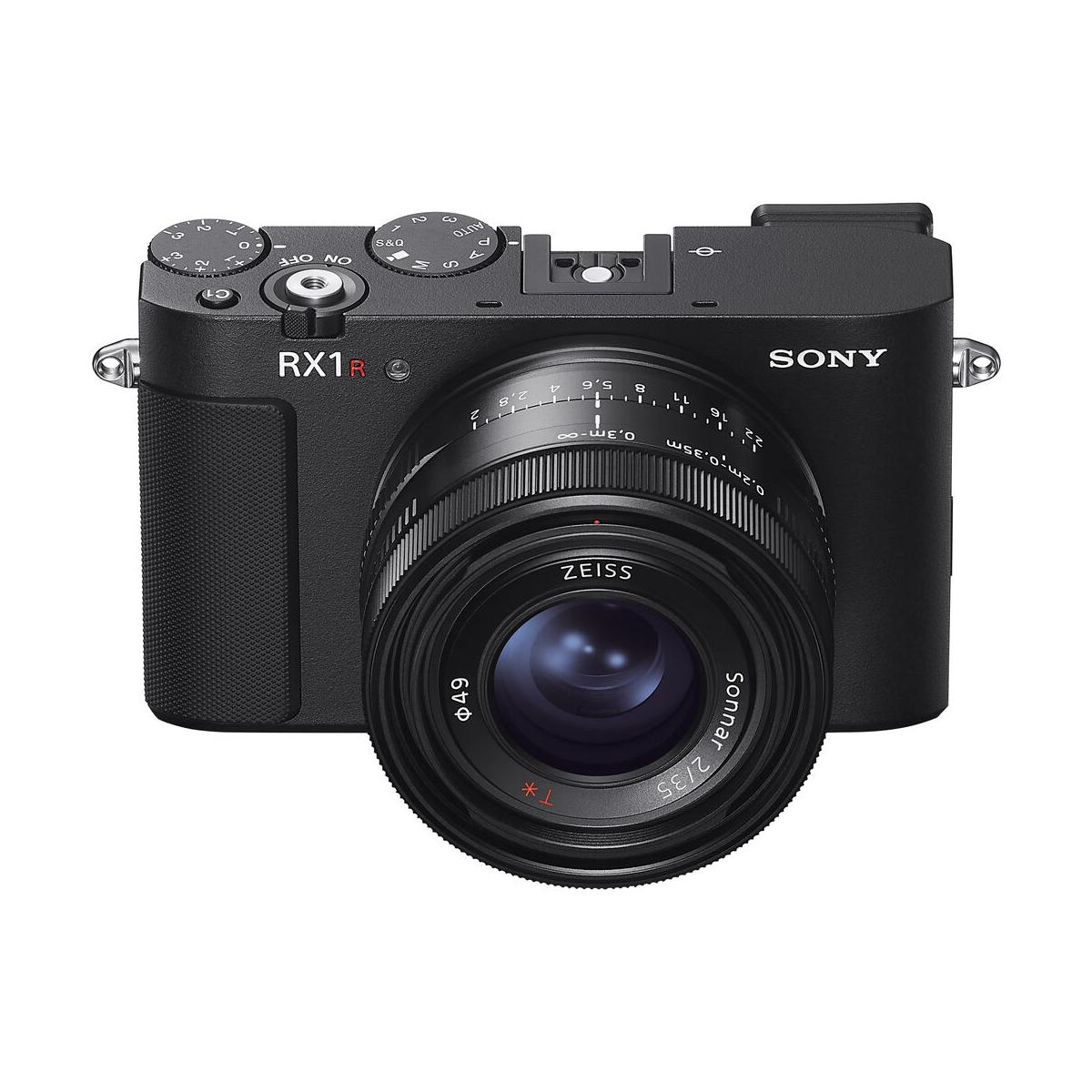 Compact black Sony RX1R III digital camera featuring a fixed ZEISS 35mm f/2 lens and top-mounted manual control dials.