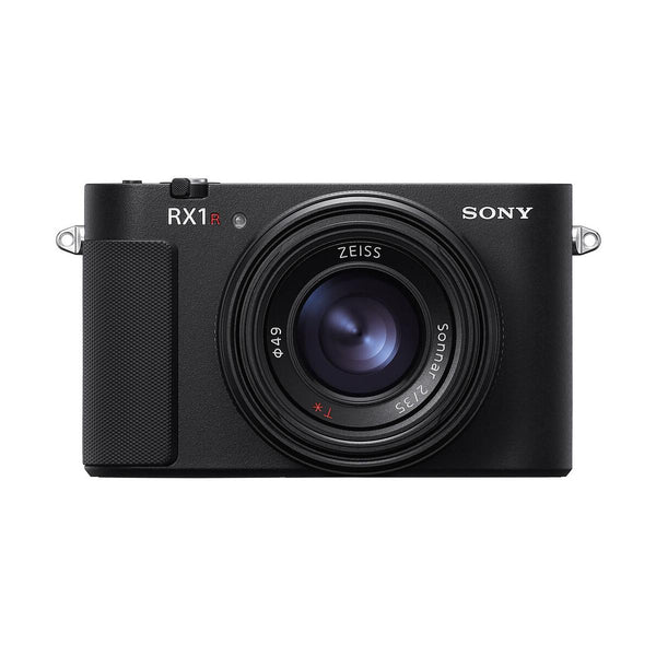 Compact black Sony RX1R III digital camera with a fixed ZEISS Sonnar 35mm f/2 lens and textured grip.
