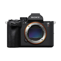 Sony a7R VI mirrorless camera body in black with a silver E-mount lens ring and exposed full-frame sensor.