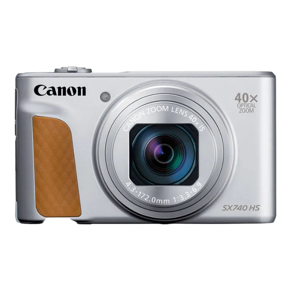 Canon camera with 40x optical zoom on a white background
