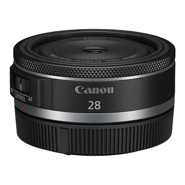Canon camera lens with '28' on a white background