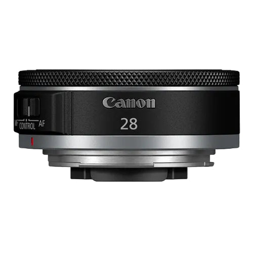 Canon camera lens with '28' marking on a white background