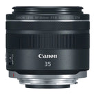 Canon RF 35mm F1.8 Macro IS STM lens on a white background