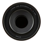 Canon camera lens with specifications on a white background