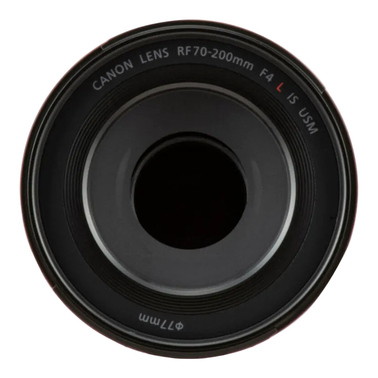 Canon camera lens with specifications on a white background