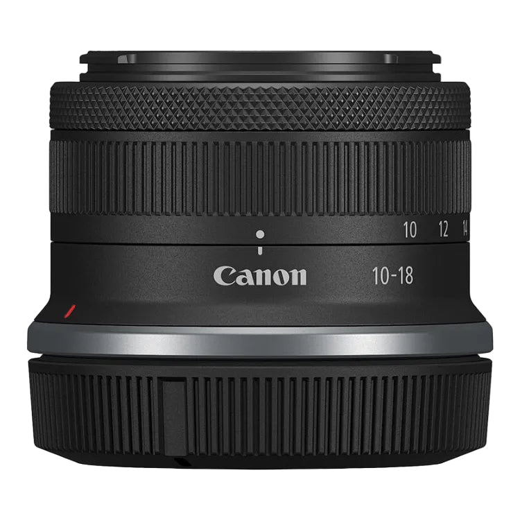 Canon camera lens with '10-18' focal length on a white background