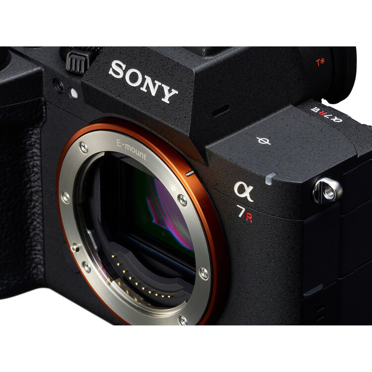Sony camera with lens mount on a white background