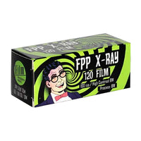 A box of FPP 120 X-Ray black and white film for medium format cameras.