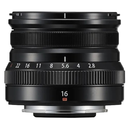 Black camera lens with focus ring and number indicators on a white background