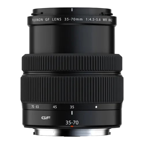 Fujifilm GF 35-70mm lens on a white background