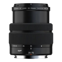 Fujifilm GF 35-70mm lens on a white background