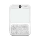 A white electronic baby monitor or remote control device labeled 'C100' at the top right, featuring a large blank white display area and a lower patterned panel with light gray doodle icons.