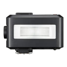 Black camera flash on a white background