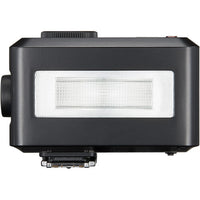 Black camera flash on a white background