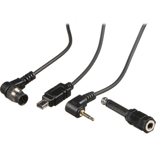 Set of various audio and video cables on a white background
