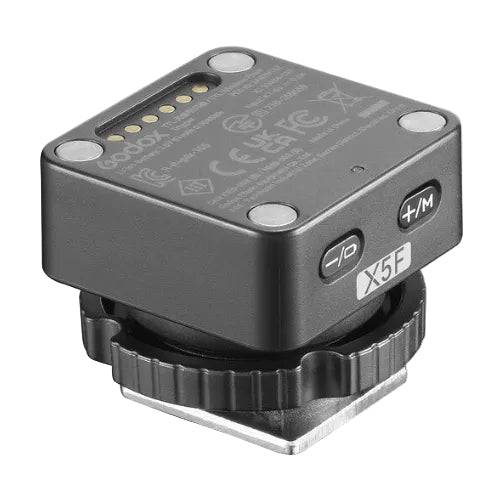 Camera lens adapter with X5F marking on a white background
