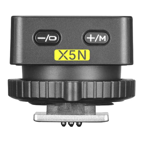 Camera lens control unit with 'X5N' branding on a white background