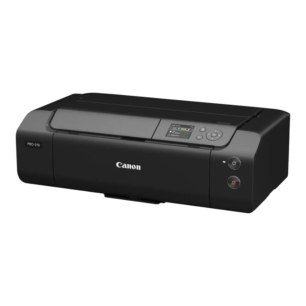 Black Canon printer on a white background