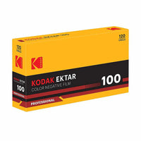 Kodak Ektar 100 color negative film packaging on a white background